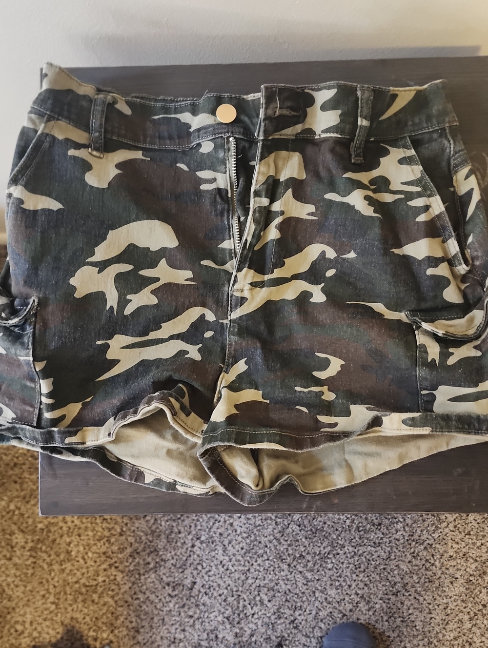 Almost Famous Camouflage Utility Shorts - Green and Tan